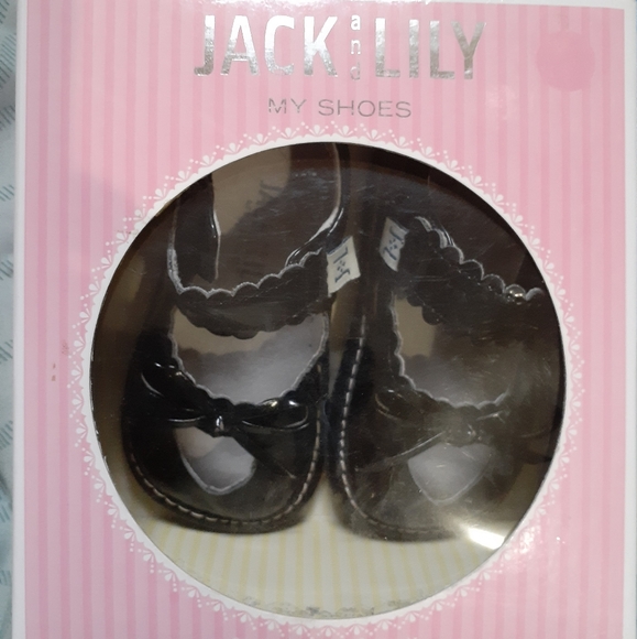 Jack and Lily baby girl black shoes size 6-12 mont - Picture 2 of 8